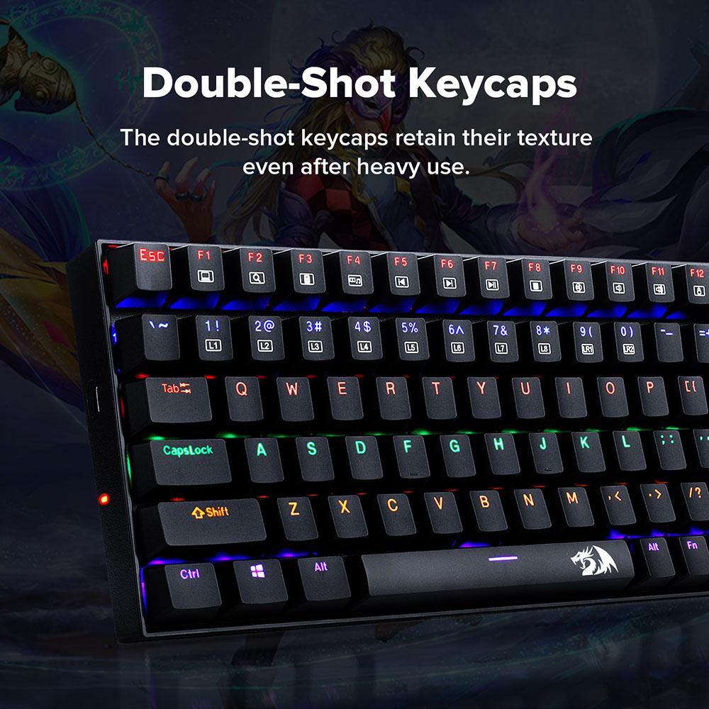 Redragon K629-KB 75% Rainbow LED Backlight Mechanical Gaming keyboard 84 key Blue Switch-Black