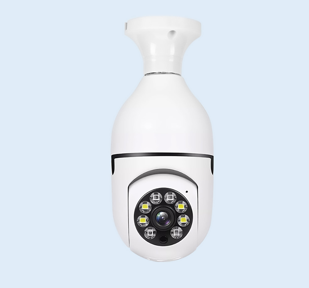 A6 1080P HD Bulb Illuminated Camera, 360 Degree Rotatable, WiFi Wireless Smart Safe Camera, Full Color Night Vision, 2-way Voice - White