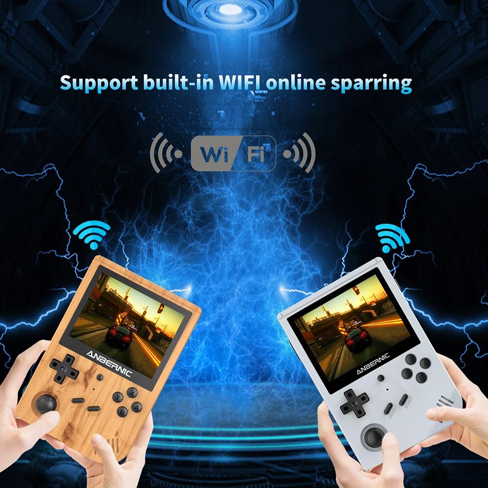 ANBERNIC RG351V Retro Game Console Handheld 16GB, Gaming Console Emulator for NDS, N64, DC, PSP Games - Wood Grain