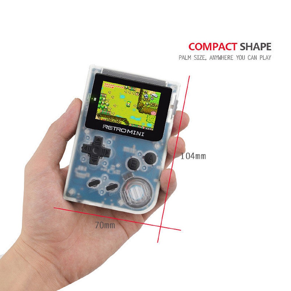 ANBERNIC Retro Mini Handheld Game Console 2.0 inch Screen 256MB Memory 32G TF Card 2000 Games - Transparent White