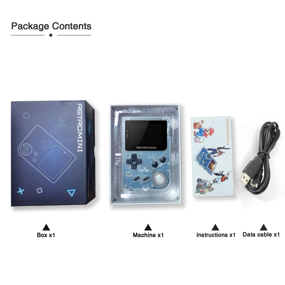 ANBERNIC Retro Mini Handheld Game Console 2.0 inch Screen 256MB Memory 32G TF Card 2000 Games - Transparent White