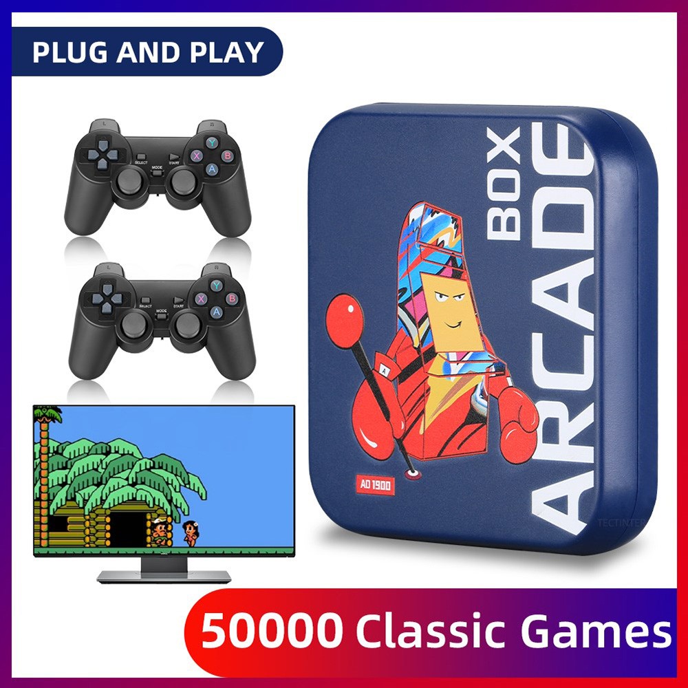ARCADE BOX 128GB Retro Game Console Android TV Box with 40000+ Classic Games 50+ Emulator Console for PS with 2 Gamepads