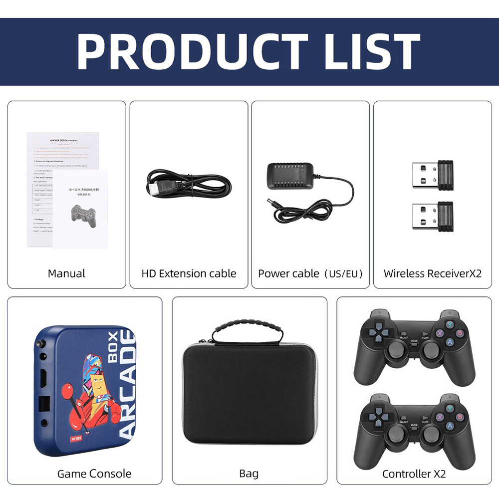 ARCADE BOX 256GB Retro Game Console Android TV Box with 50000+ Classic Games 50+ Emulator Console for PS with 2 Gamepads