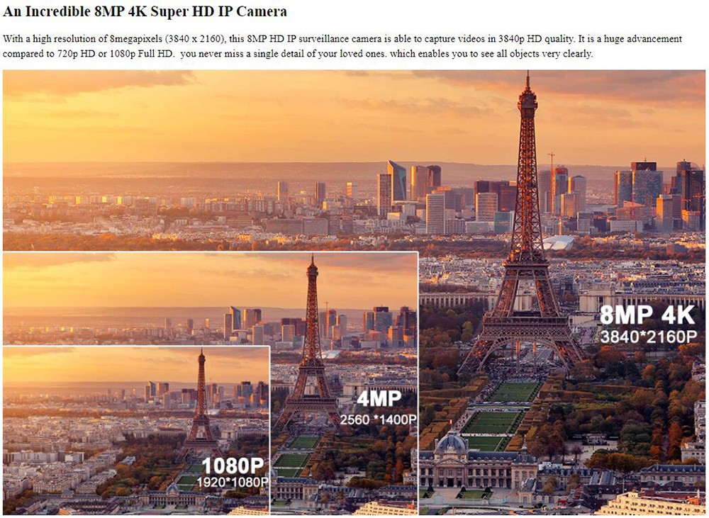 ASECAM 4K 8MP IP Camera, Focus 6mm, POE H.265 Onvif Metal Bullet CCTV Home Color Night Vision Security Camera