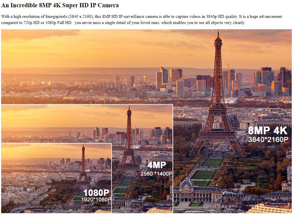 ASECAM Super 8MP 4K IP Camera, Focus 3.6mm, POE H.265 Onvif Bullet CCTV Array Night Vision IR Video Security Camera