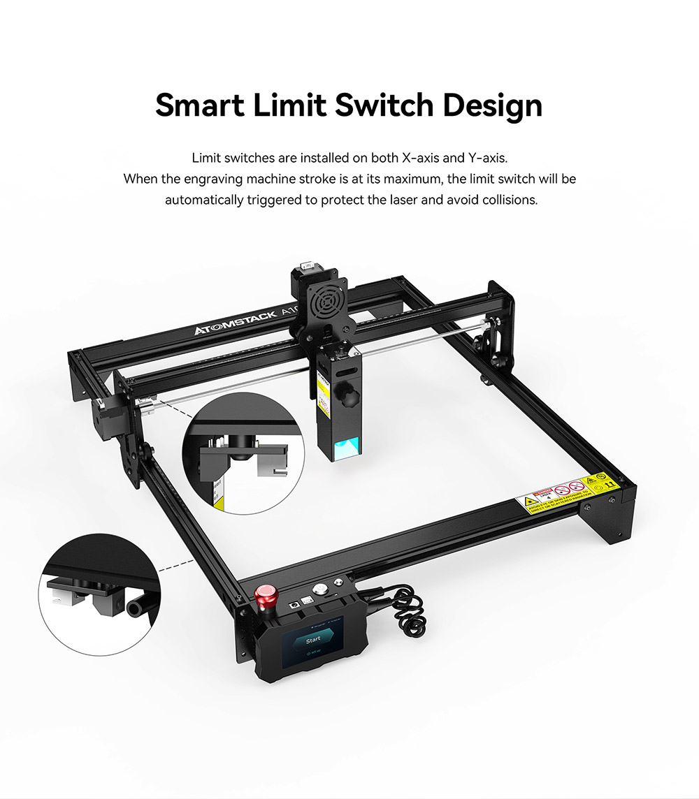 ATOMSTACK A10 Pro Laser Engraver Cutter, 10W Laser Power, 50W Electric Power, Fixed-Focus, Dual Compression Spot, Offline Engraving, Panoramic Glass Eye Protection, 410x400mm