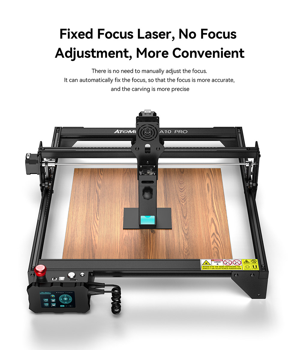 ATOMSTACK A10 Pro Laser Engraver Cutter, 10W Laser Power, 50W Electric Power, Fixed-Focus, Dual Compression Spot, Offline Engraving, Panoramic Glass Eye Protection, 410x400mm