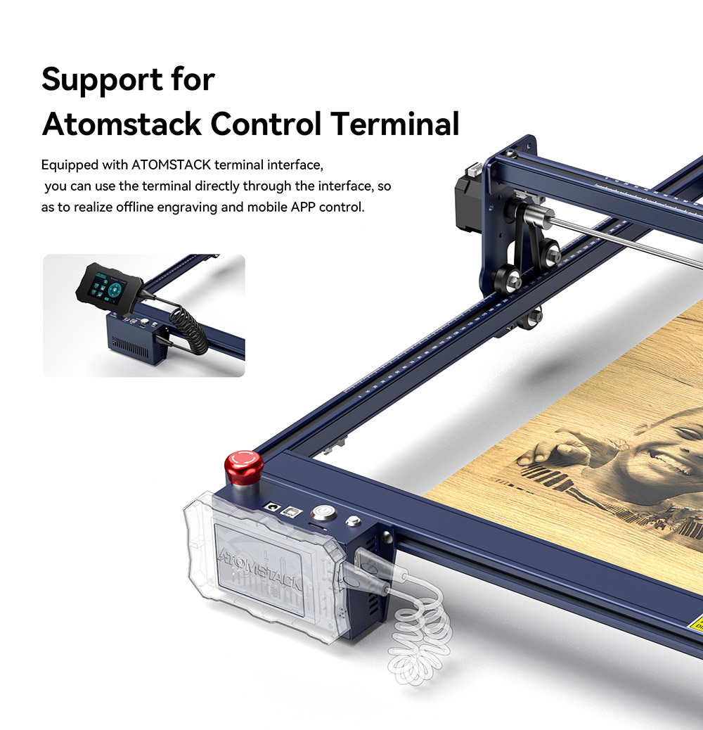 Atomstack A5 M50 Laser Cutter and Engraver, 40W Electric Power, 5-5.5W Optical Power, Quadruple Lens Double Compression Spot, Offline Engraving, 410*400mm