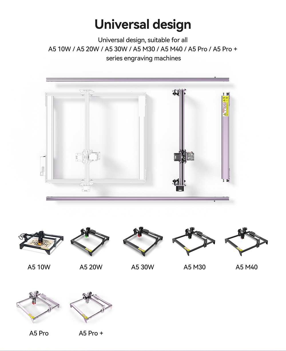 ATOMSTACK Engraving Area Extension Kit for A5 Pro / A5 Pro+ Laser Engraving Machine, 850x410mm Engraving Area