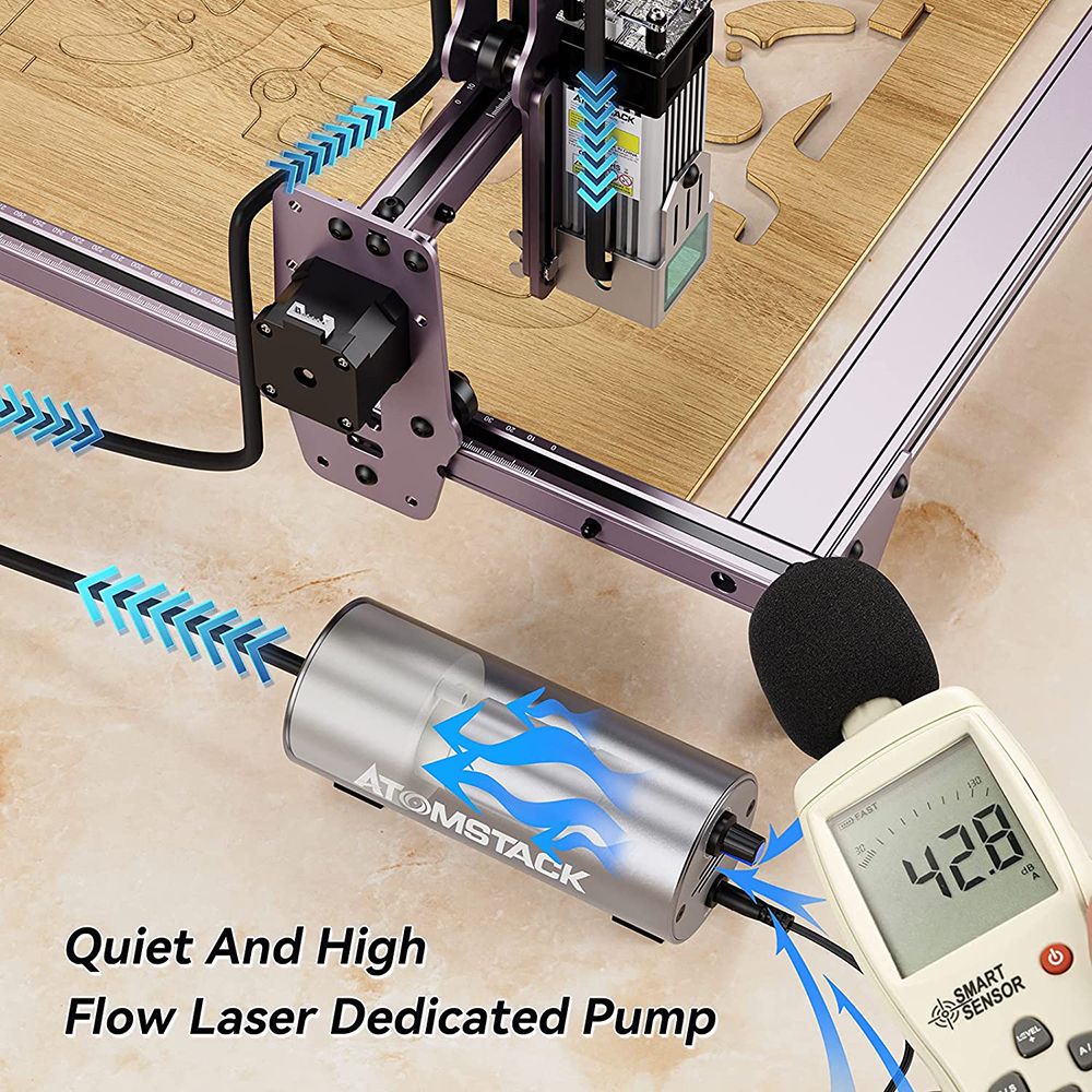 ATOMSTACK Laser Engraver Air Assist Kit, 10-30L/min Adjustable Airflow, Low Noise, Removing Smoke Dust