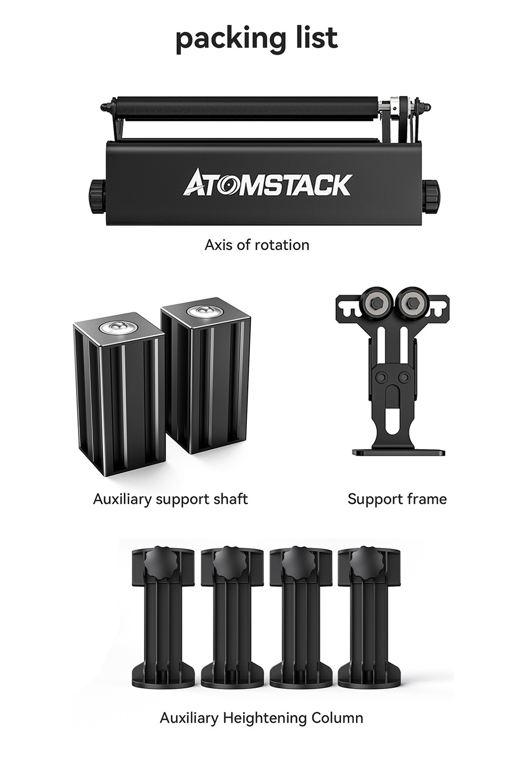 Rotačný valec ATOMSTACK R3 Pro s oddeliteľným podporným modulom a predlžovacími vežami, 360-stupňová rotácia lasera na gravírovanie nepravidelných valcov
