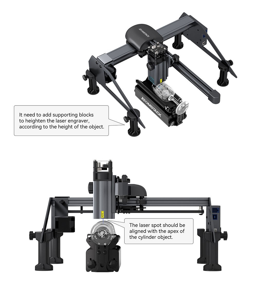 ATOMSTACK R3 Pro Rotary Roller with Separable Support Module and Extension Towers, 360 Degree Laser Rotating Engrave Irregular Cylinders