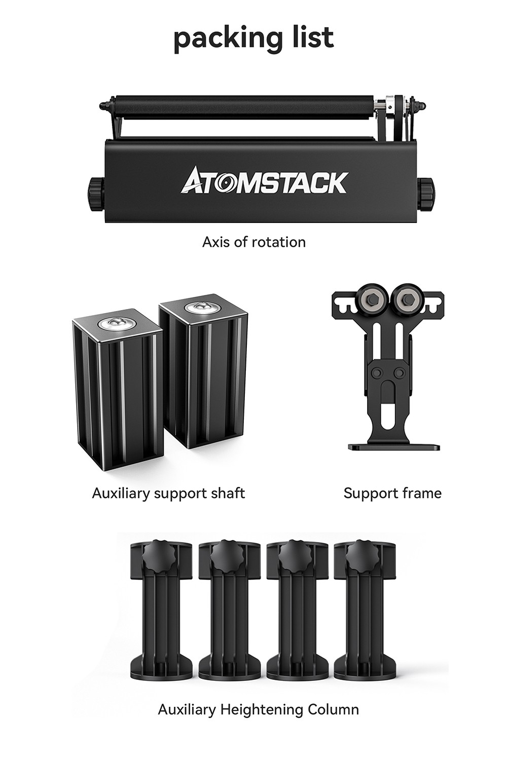 ATOMSTACK R3 Pro Rotary Roller with Separable Support Module and Extension Towers, 360 Degree Laser Rotating Engrave Irregular Cylinders