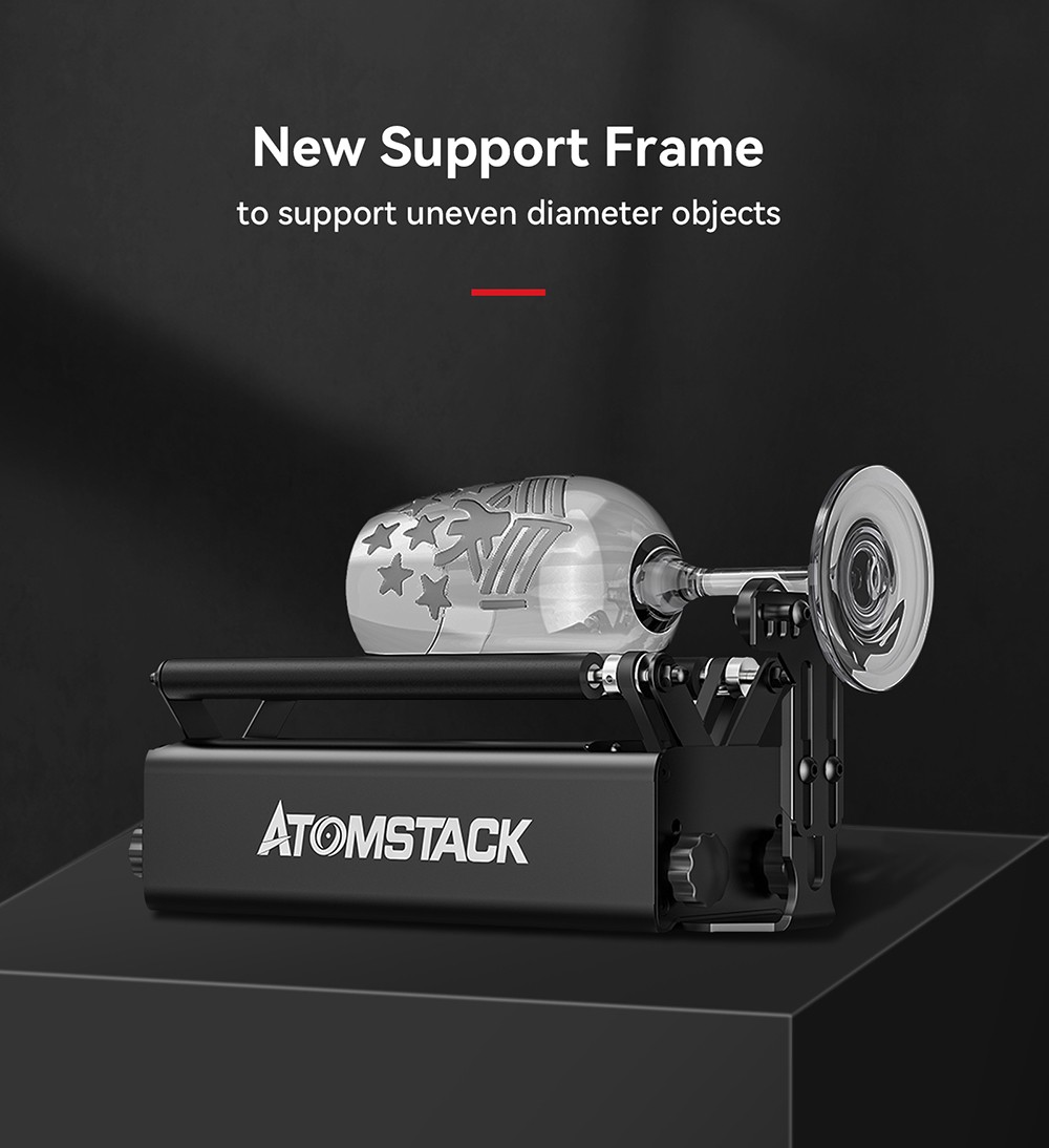 ATOMSTACK R3 Pro Rotary Roller with Separable Support Module and Extension Towers, 360 Degree Laser Rotating Engrave Irregular Cylinders