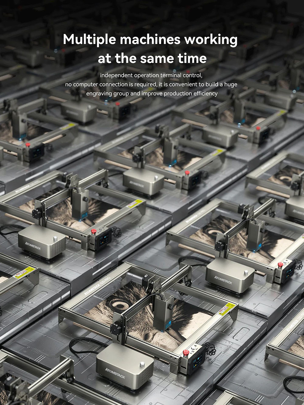 ATOMSTACK S20 Pro 20W Laser Engraver Cutter with Air Assist Kits, Focus-Free, Quad-core Diode Laser, 0.08 x 0.1mm Compressed Spot, Offline Engraving, 400x400mm