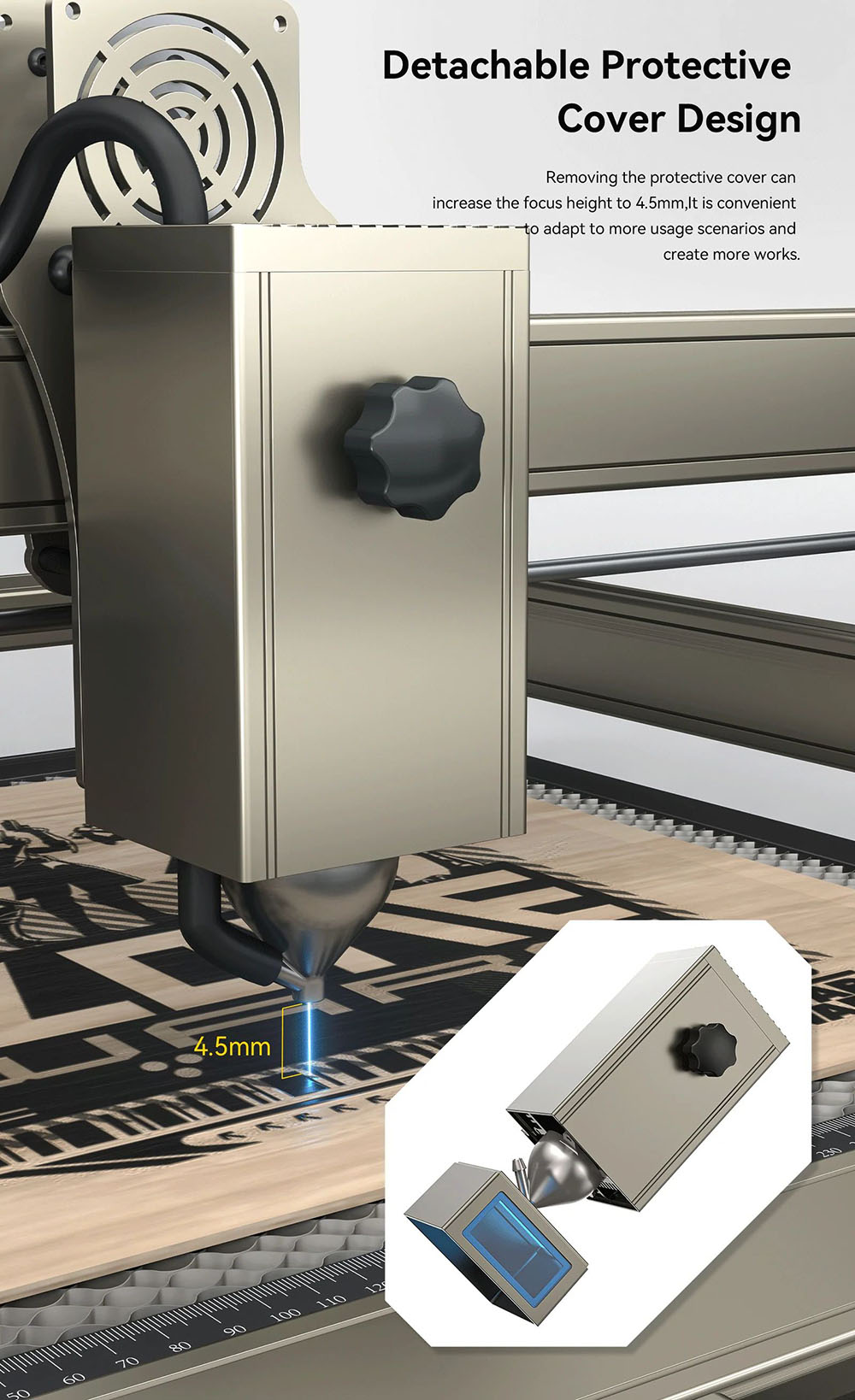 ATOMSTACK S20 Pro 20W Laser Engraver Cutter with Air Assist Kits, Focus-Free, Quad-core Diode Laser, 0.08 x 0.1mm Compressed Spot, Offline Engraving, 400x400mm