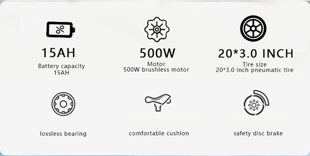 AVAKA BZ20 PLUS Electric Bike Foldable 500W Brushless Motor 15Ah Battery 100km Range 25km/h Max Speed-Spoked Wheel Black