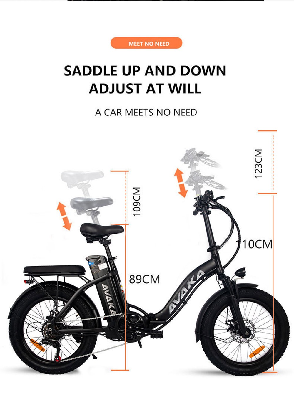 AVAKA BZ20 PLUS Electric Bike Foldable 500W Brushless Motor 15Ah Battery 100km Range 25km/h Max Speed-Spoked Wheel Black