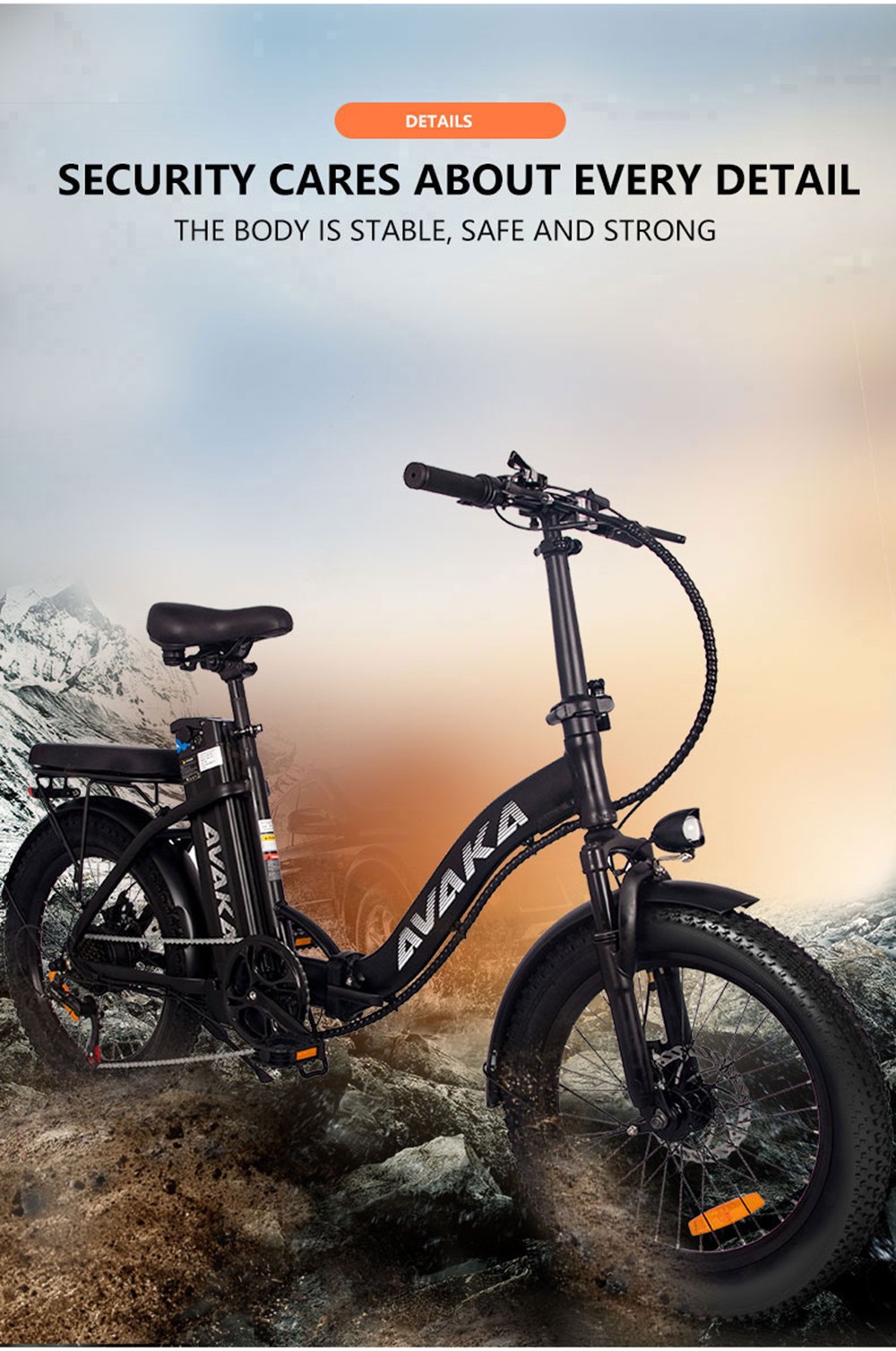 AVAKA BZ20 PLUS Electric Bike Foldable 500W Brushless Motor 15Ah Battery 100km Range 25km/h Max Speed-Spoked Wheel Black