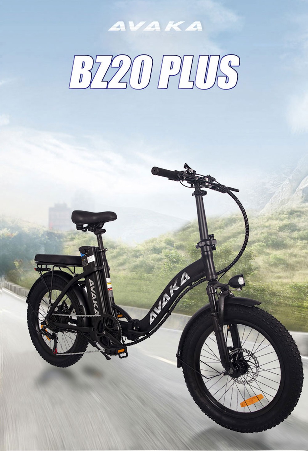 AVAKA BZ20 PLUS Electric Bike Foldable 500W Brushless Motor 15Ah Battery 100km Range 25km/h Max Speed-Spoked Wheel White