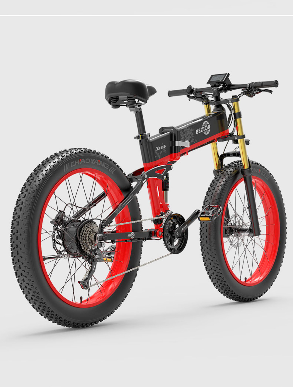 BEZIOR X-PLUS Electric Bike 1500W Motor 48V 17.5Ah Battery 26*4.0 Pneumatiky Horský bicykel 40 km/h Maximálna rýchlosť 200 kg záťaže - čierny