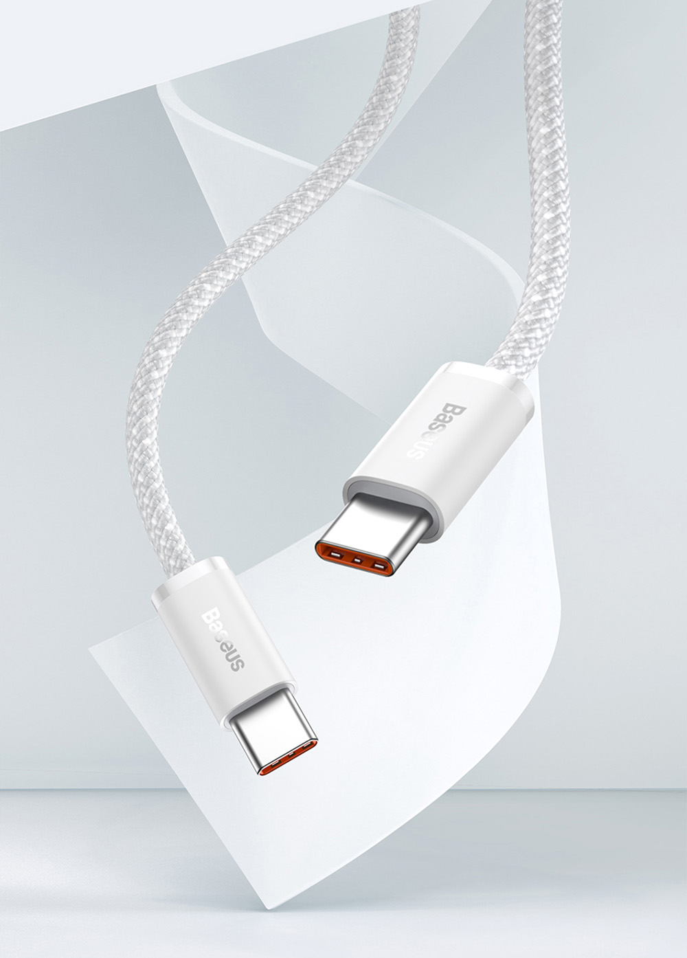 Baseus 100W 2m Quick Charge Cable, Type-C to Type-C Cable, PD Fast Charger Cord for Xiaomi Samsung Phone iPad - White