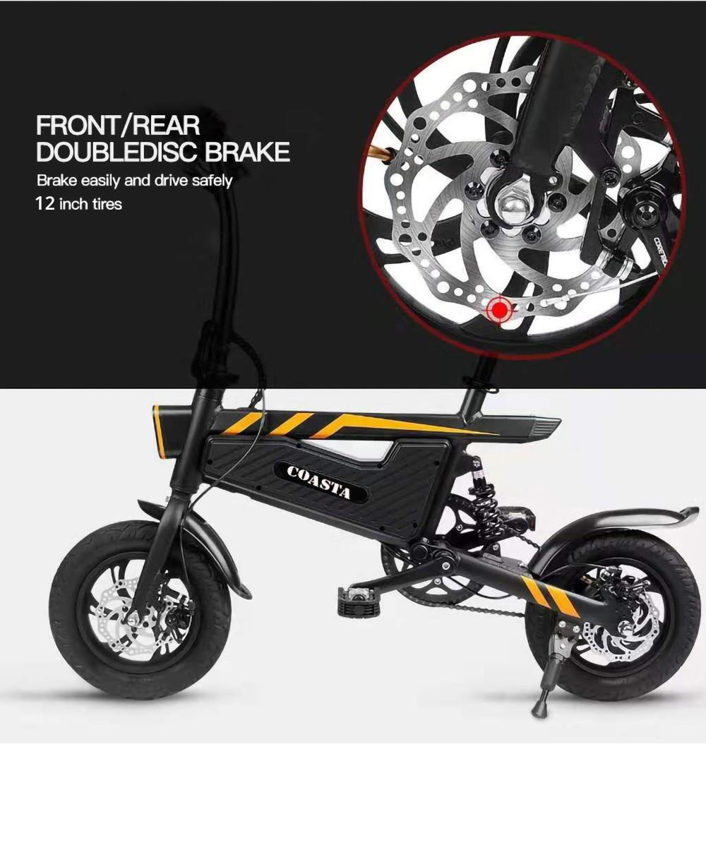 COASTA T18 Electric Bike 7.8Ah Battery 350W Motor 12'' Pneumatic Tire 25km/h Max Speed Black