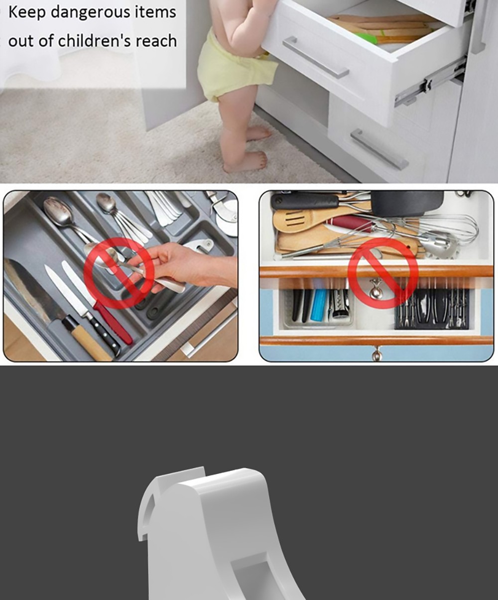 Child Invisible Safety Lock, Baby Drawer Cabinet Door Safety Lock, ABS Material, Punch-free Design