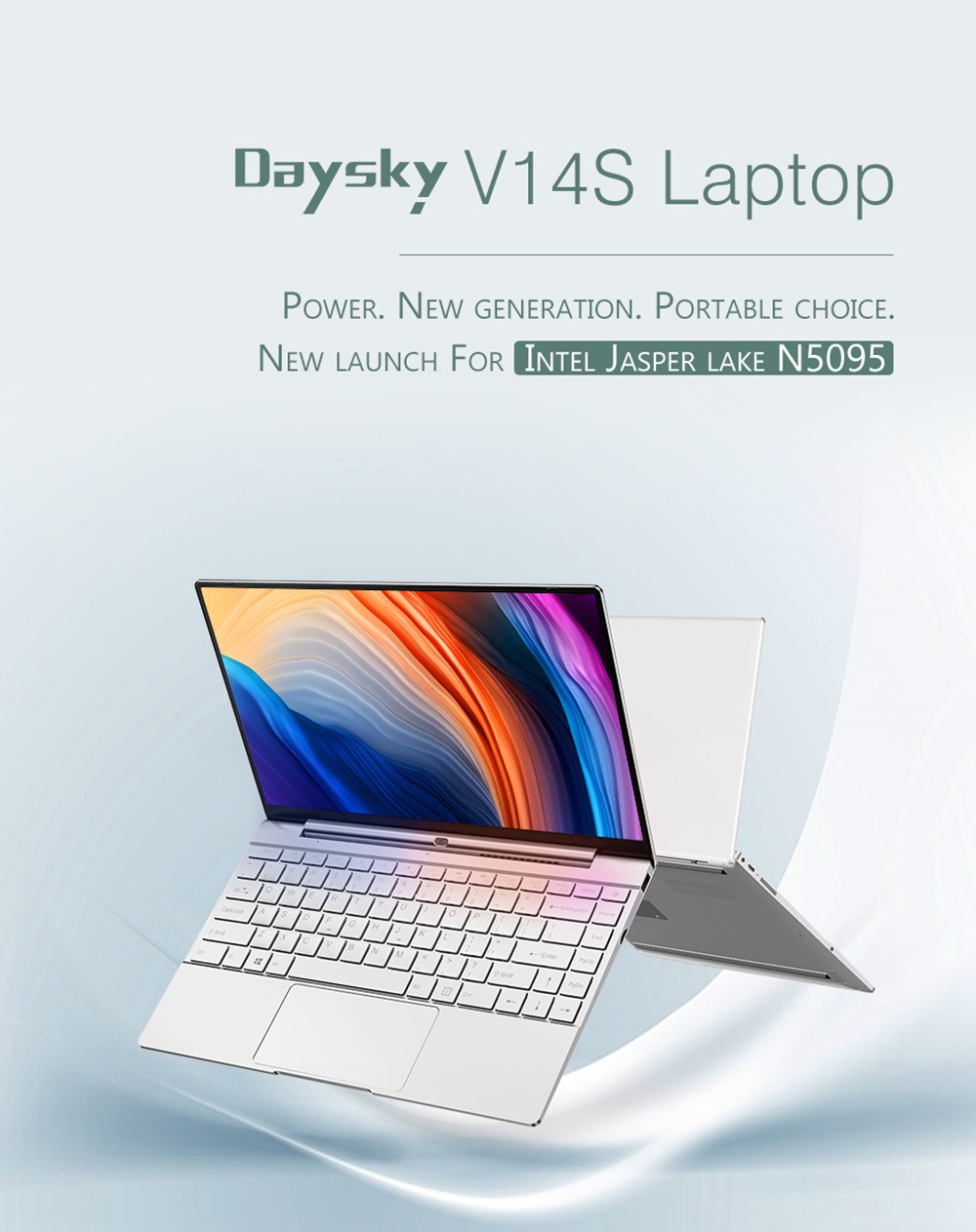 Daysky V14S 14.1 inch Laptop Intel Celeron N5095 12GB LPDDR4 256G SSD 1080P FHD with Backlight Windows 10 - Silver