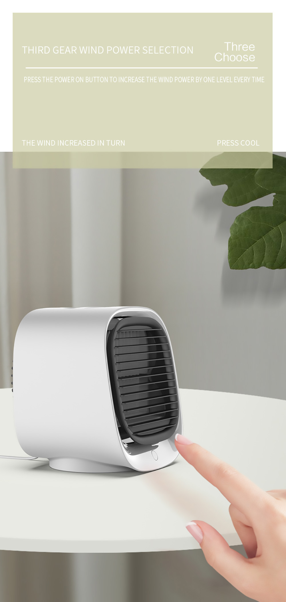 Desktop Mini Air Cooler, 3 Levels Speed, Home Air Conditioner Fan, Portable Cooling Fan, Low Noise, Night Light - Pink