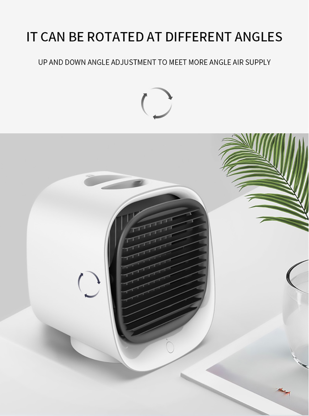 Desktop Mini Air Cooler, 3 Levels Speed, Home Air Conditioner Fan, Portable Cooling Fan, Low Noise, Night Light - White