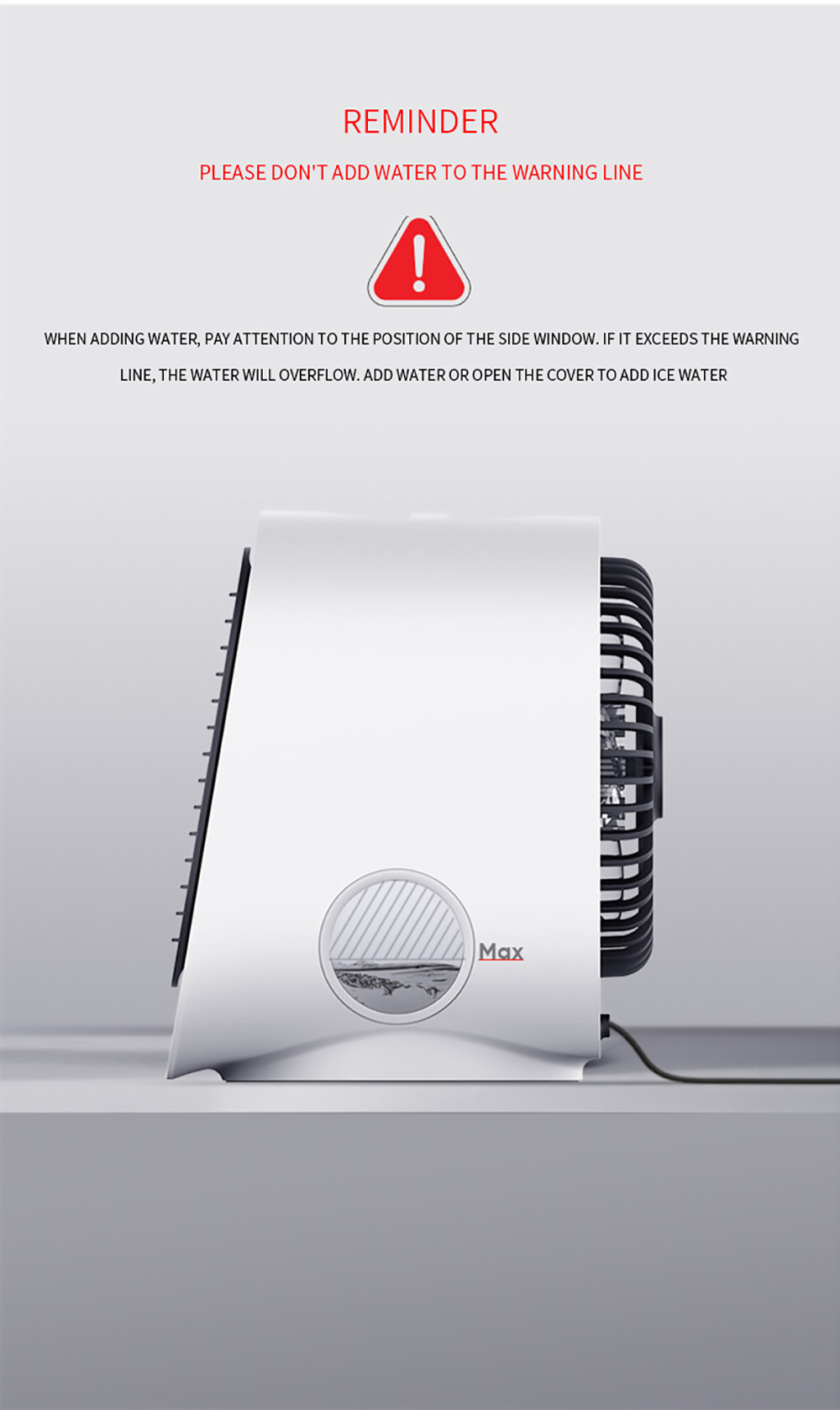 Desktop Mini Air Cooler, 3 Levels Speed, Home Air Conditioner Fan, Portable Cooling Fan, Low Noise, Night Light - White