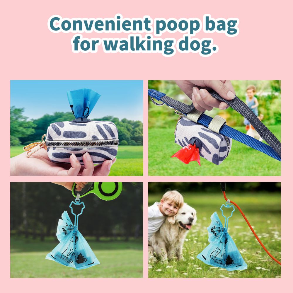 Pet Garbage Bag Thickened Dog Poop Bags with Hands-Free Clip, EPI Degradable Pet Waste Bags, 8 Rolls 120 Counts - Red