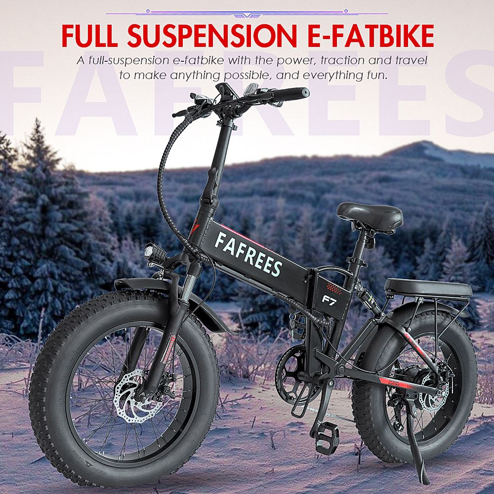 FAFREES F7 750W Electric Bike Folding Frame 7-Speed Gears Removable 10Ah Lithium-Ion Battery E-bike