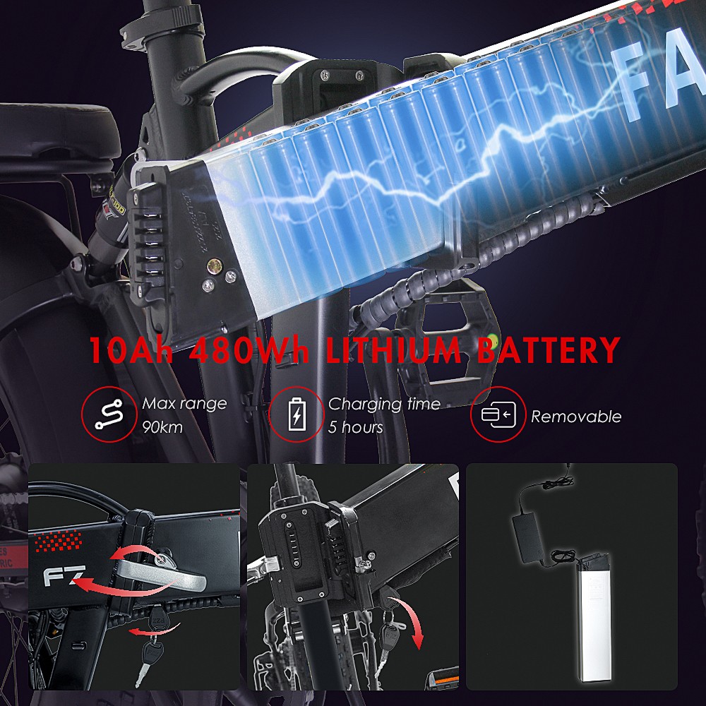 FAFREES F7 750W Electric Bike Folding Frame 7-Speed Gears Removable 10Ah Lithium-Ion Battery E-bike