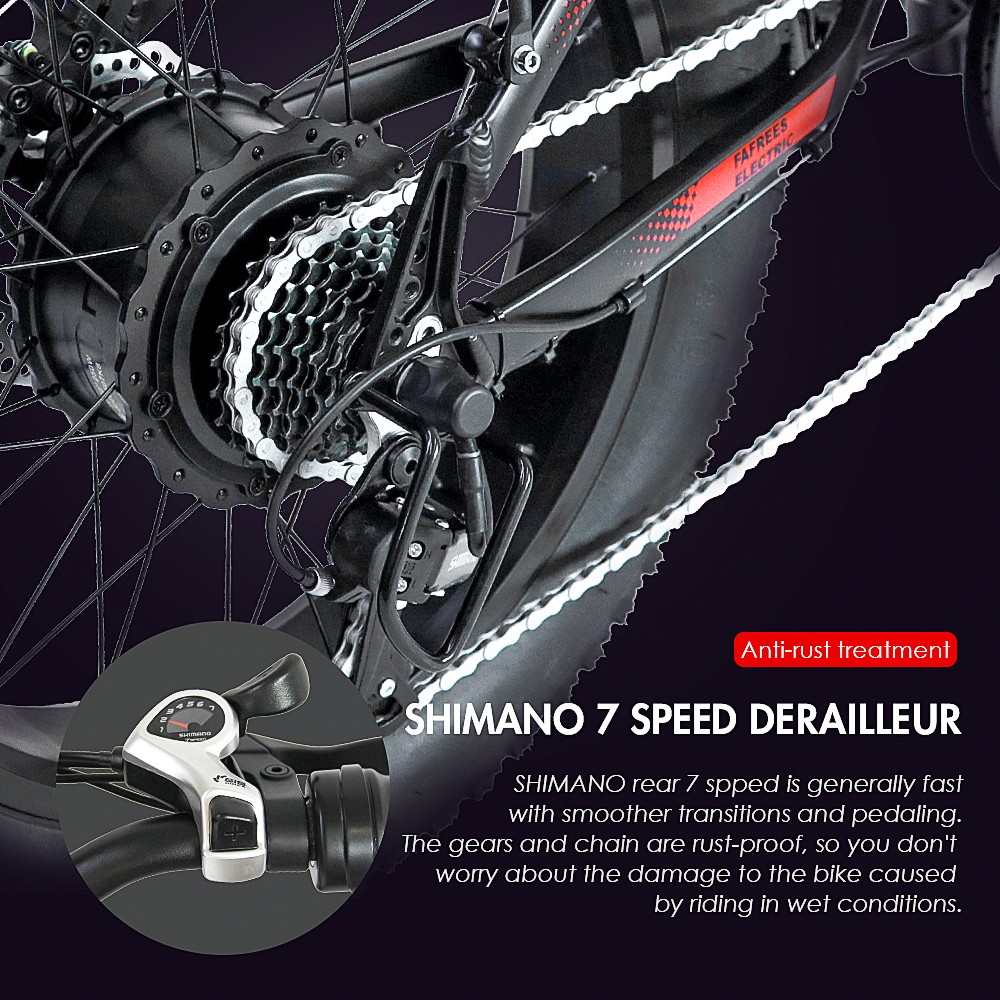 FAFREES F7 750W Electric Bike Folding Frame 7-Speed Gears Removable 10Ah Lithium-Ion Battery E-bike