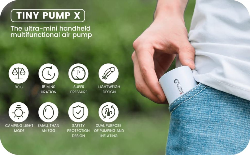 FLEXTAILGEAR Tiny Pump X 3 in 1 Air Pump, Air Compressor with LED Light Portable - White