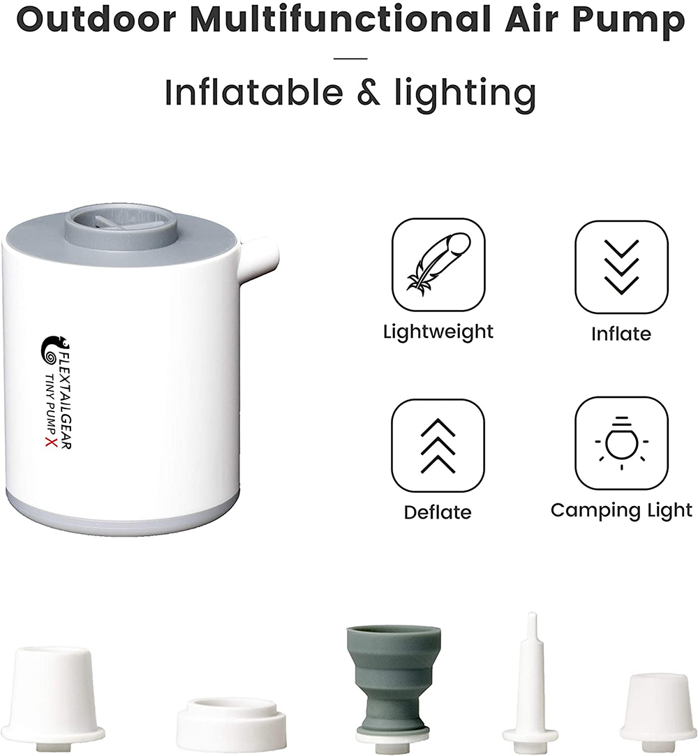 FLEXTAILGEAR Tiny Pump X 3 in 1 Air Pump, Air Compressor with LED Light Portable - Blue