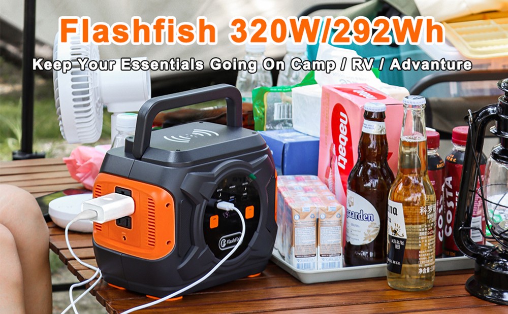 Flashfish A301 320W 292Wh 80000mAh Portable Power Station Backup Solar Generator for Outdoor Travel Camping Home
