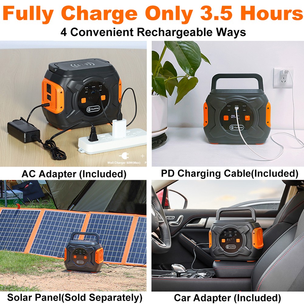 Flashfish A301 320W 292Wh 80000mAh Portable Power Station Backup Solar Generator for Outdoor Travel Camping Home