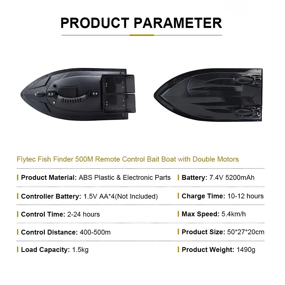 Flytec 2011-5 Generation Intelligent Fishing Bait RC Boat with Double Motors 500M RC Distance Two Batteries