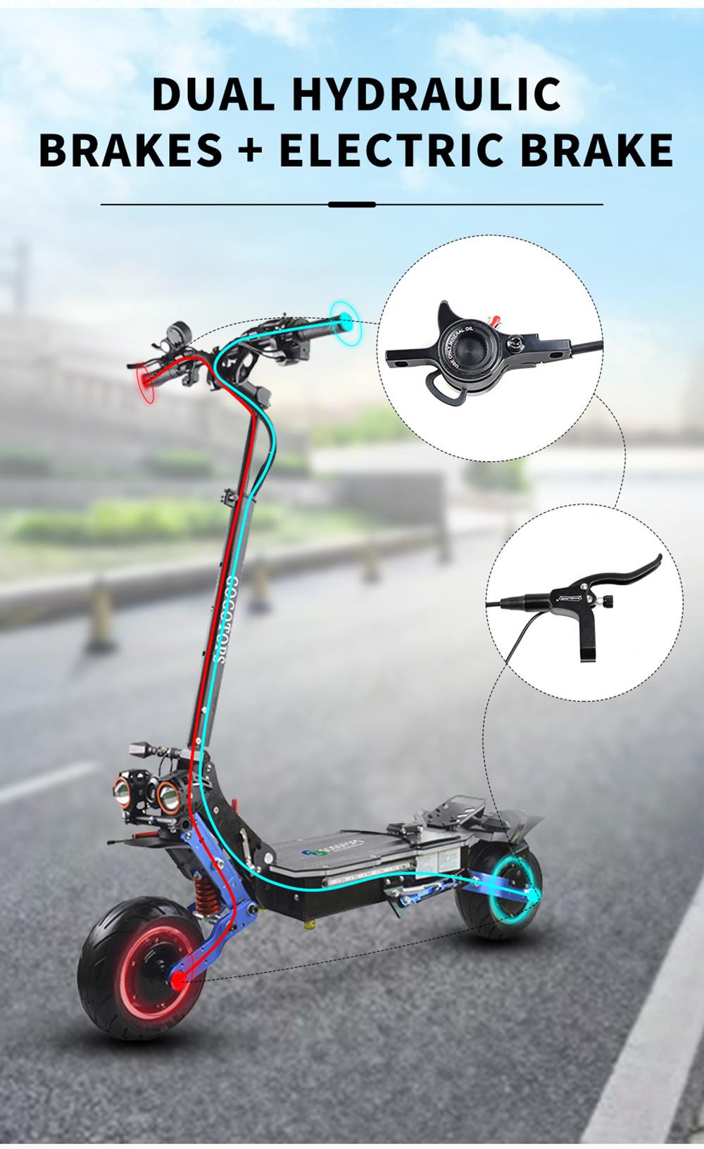 GOGOTOPS GS8 Electric Scooter 3000W*2 Dual Motors, 38.4Ah Battery for 80km Range, 10'' Pneumatic Road Tire, Without Seat