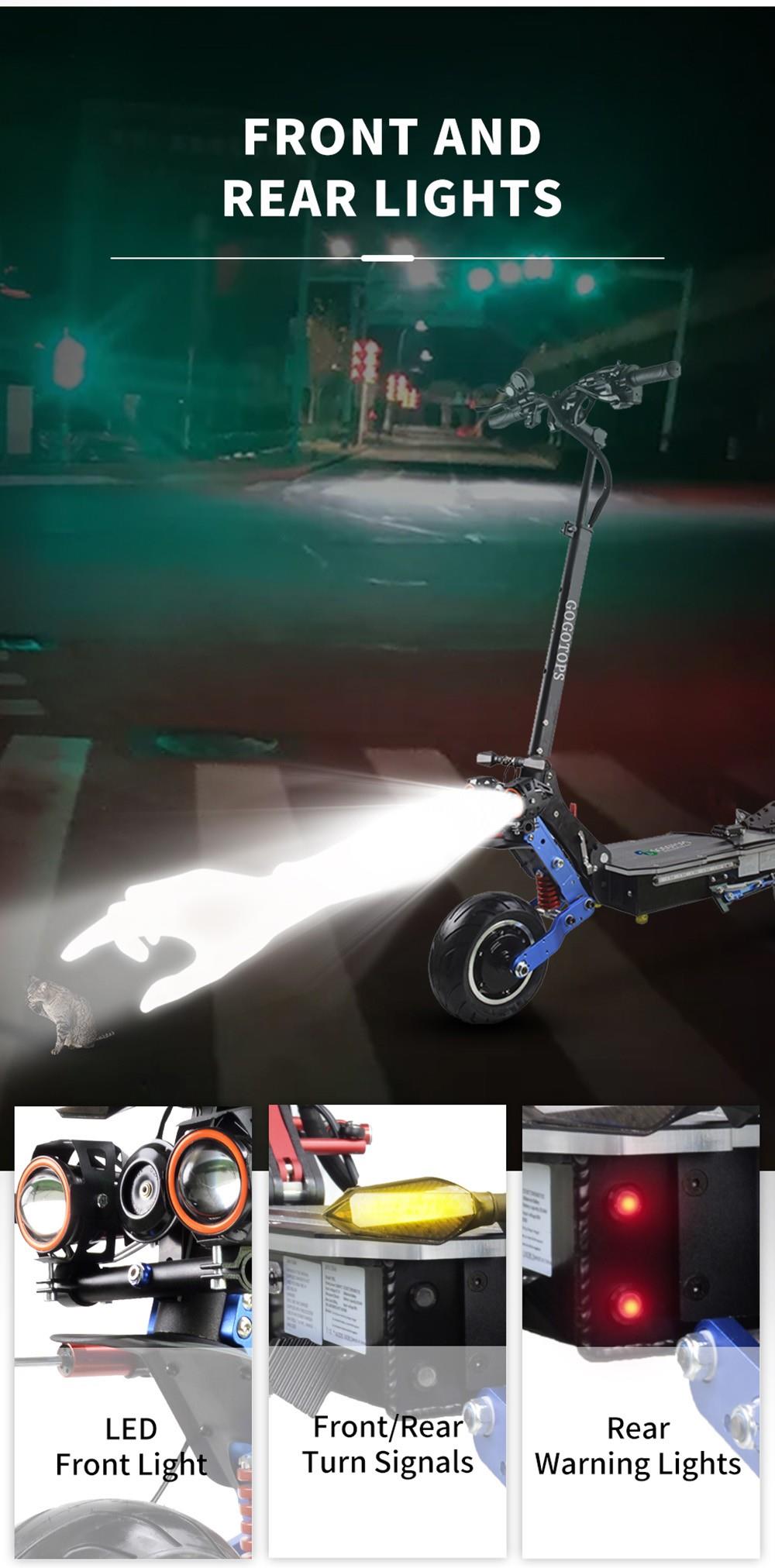 GOGOTOPS GS8 Electric Scooter 3000W*2 Dual Motors, 38.4Ah Battery for 80km Range, 10'' Pneumatic Road Tire, Without Seat