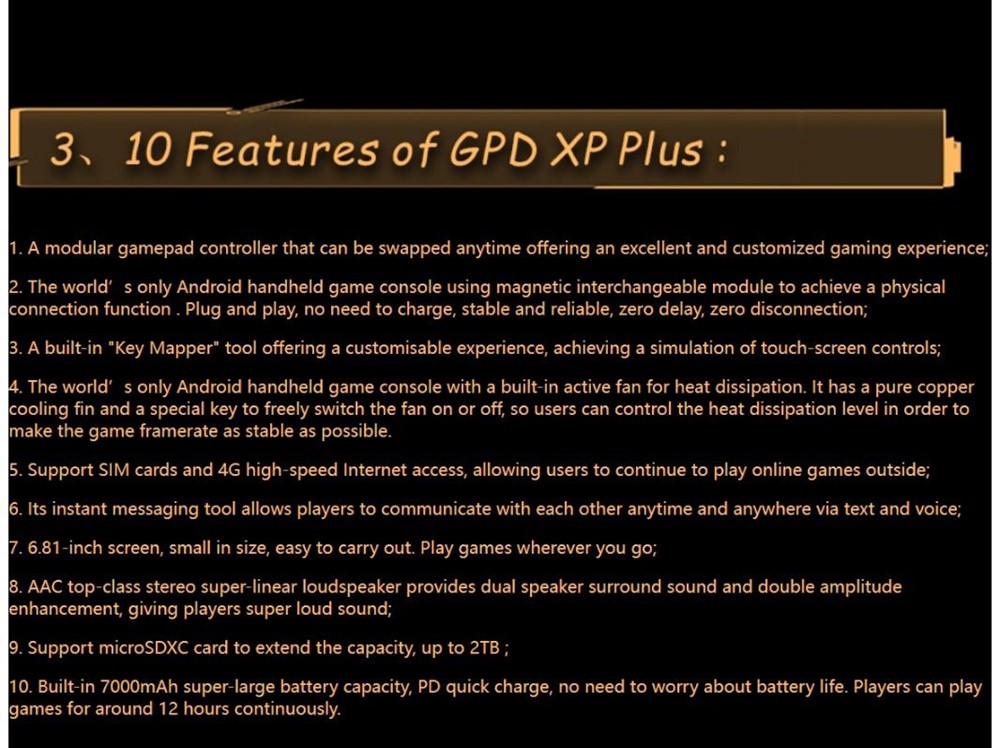 GPD XP Plus Game Console 6.81-inch Screen Android 11 Gamepad Tablet PC 6GB/256GB 1080*2400 Game Player - EU Version