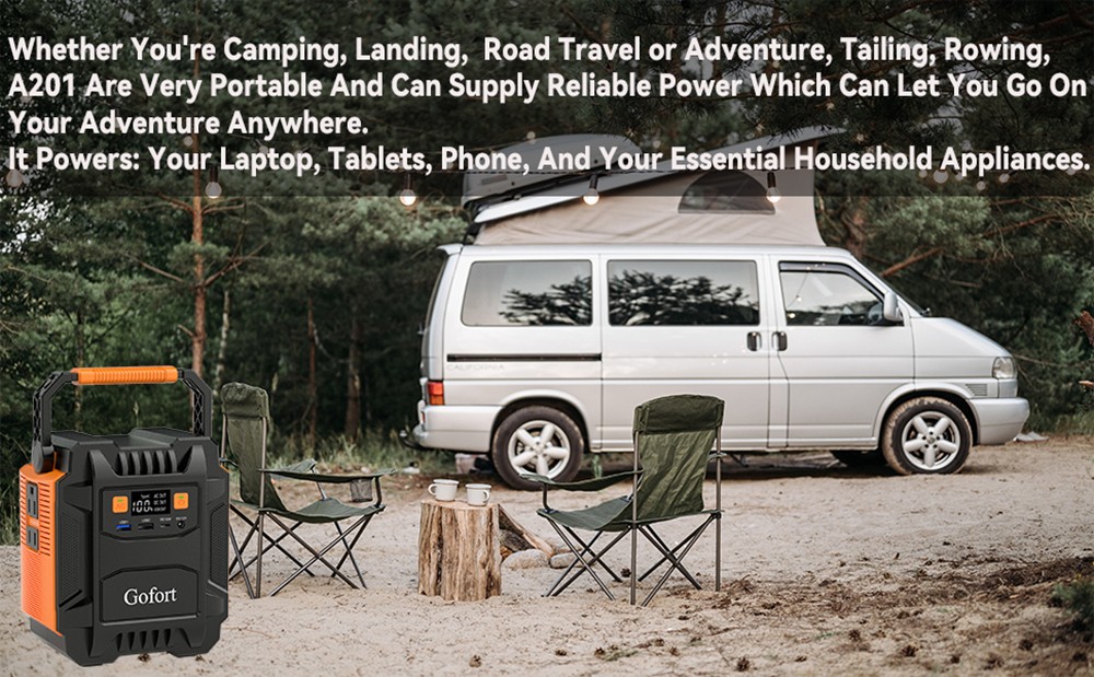 Gofort A201 200W Portable Power Station, 48000mAh/172.8Wh Solar Generator, Emergency Backup Power, 110V AC Outlets - US Plug