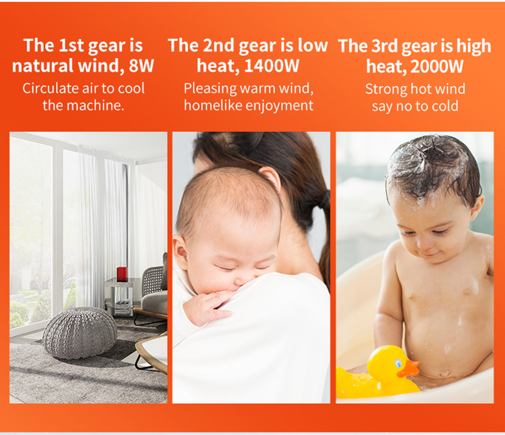 HQ-YND-2000D 2000W Desktop Vertical Electric Heater, PTC Ceramic Space Heater, 60 Degree Rotating, Remote Control - EU Plug