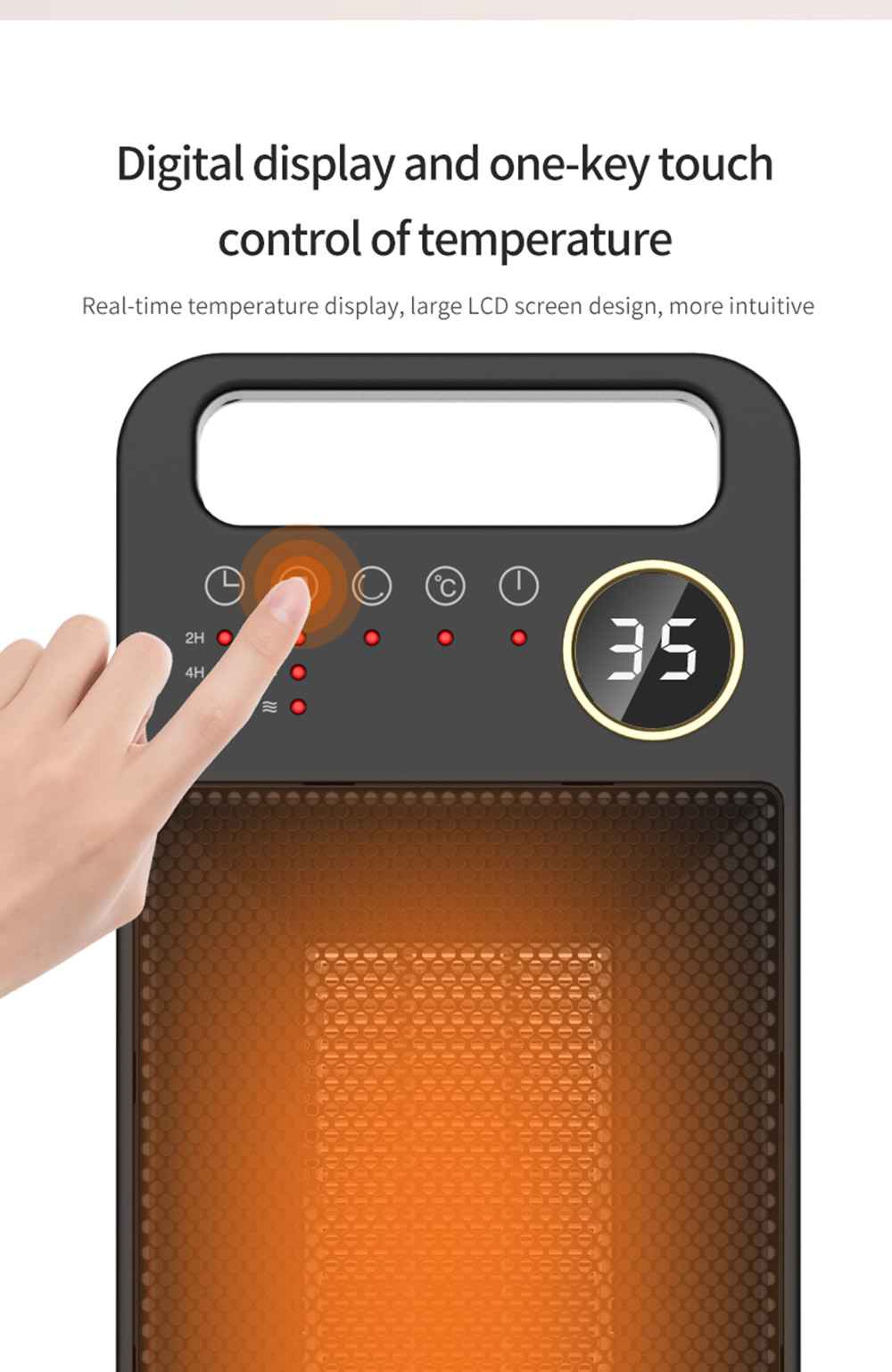 HQ-YND-2000D 2000W Desktop Vertical Electric Heater, PTC Ceramic Space Heater, 60 Degree Rotating, Remote Control - UK Plug
