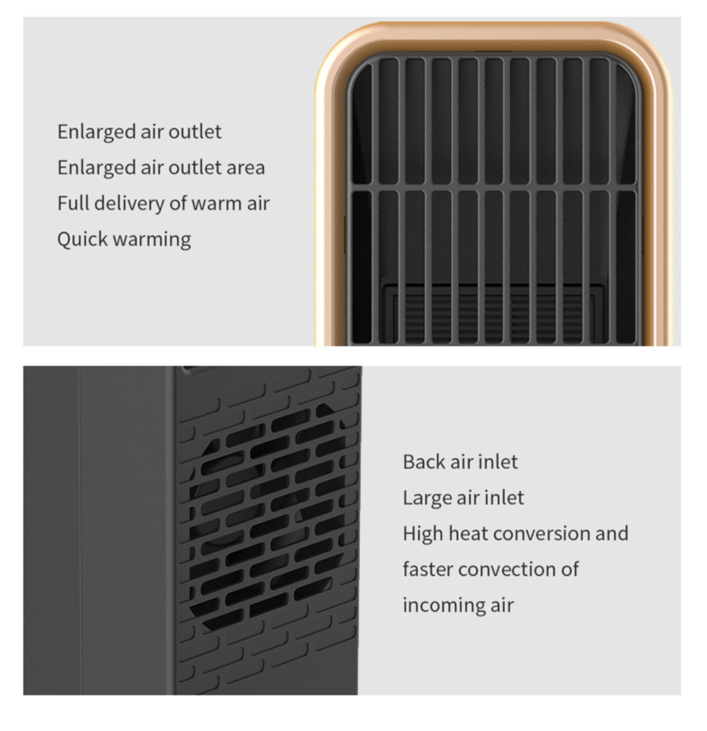 HQ-YND-500D 500W Vertical Household Electric Heater, PTC Ceramic Flame Retardant Portable Space Heater - EU Plug