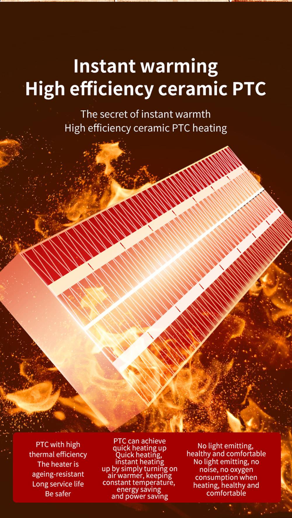 HQ-YND-500D 500W Vertical Household Electric Heater, PTC Ceramic Flame Retardant Portable Space Heater - EU Plug