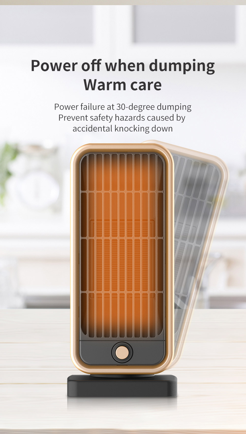 HQ-YND-500D 500W Vertical Household Electric Heater, PTC Ceramic Flame Retardant Portable Space Heater - EU Plug